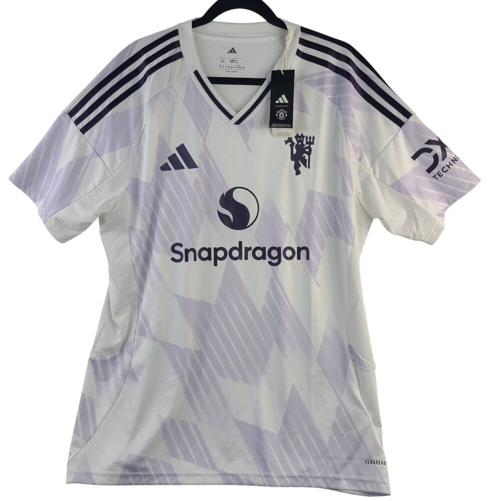 Adidas Manchester United 2022/23 Away Jersey Sz XL White & Purple Soccer Shirt
